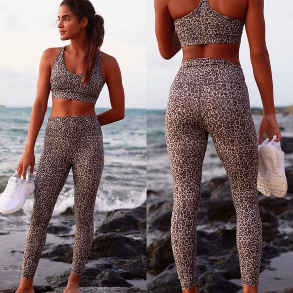 Varley Let's Move High Rise Brushed Leopard Print Leggings - Size S